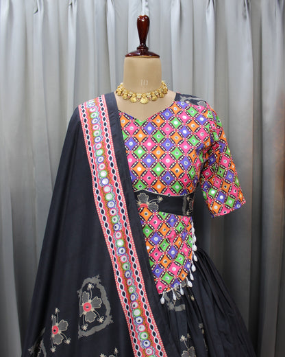 Designer Black Garba Lehenga Choli for Festive Season for Women