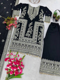 Designer Black Party Wear Palazzo Suit Set