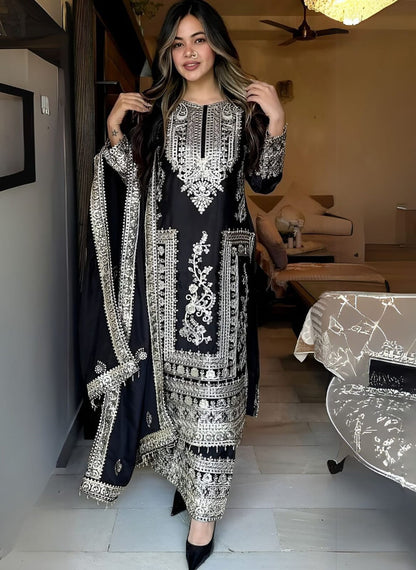 Designer Black Party Wear Palazzo Suit Set for Women