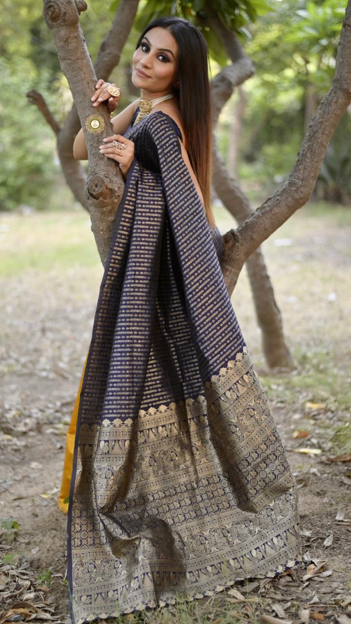 Designer Black Soft Silk Saree with Intricate Patterns for Women