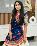 Designer Blue Muslin Cotton Lehenga Choli with Mirror Work