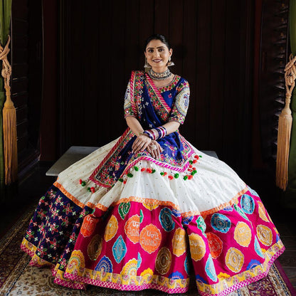 Designer Blue Muslin Cotton Lehenga Choli with Mirror Work for Women