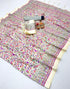 Designer Cream Pashmina Saree with Pink Print for Women