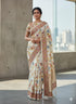 Designer Cream Floral Print Georgette Saree with Blouse for Women