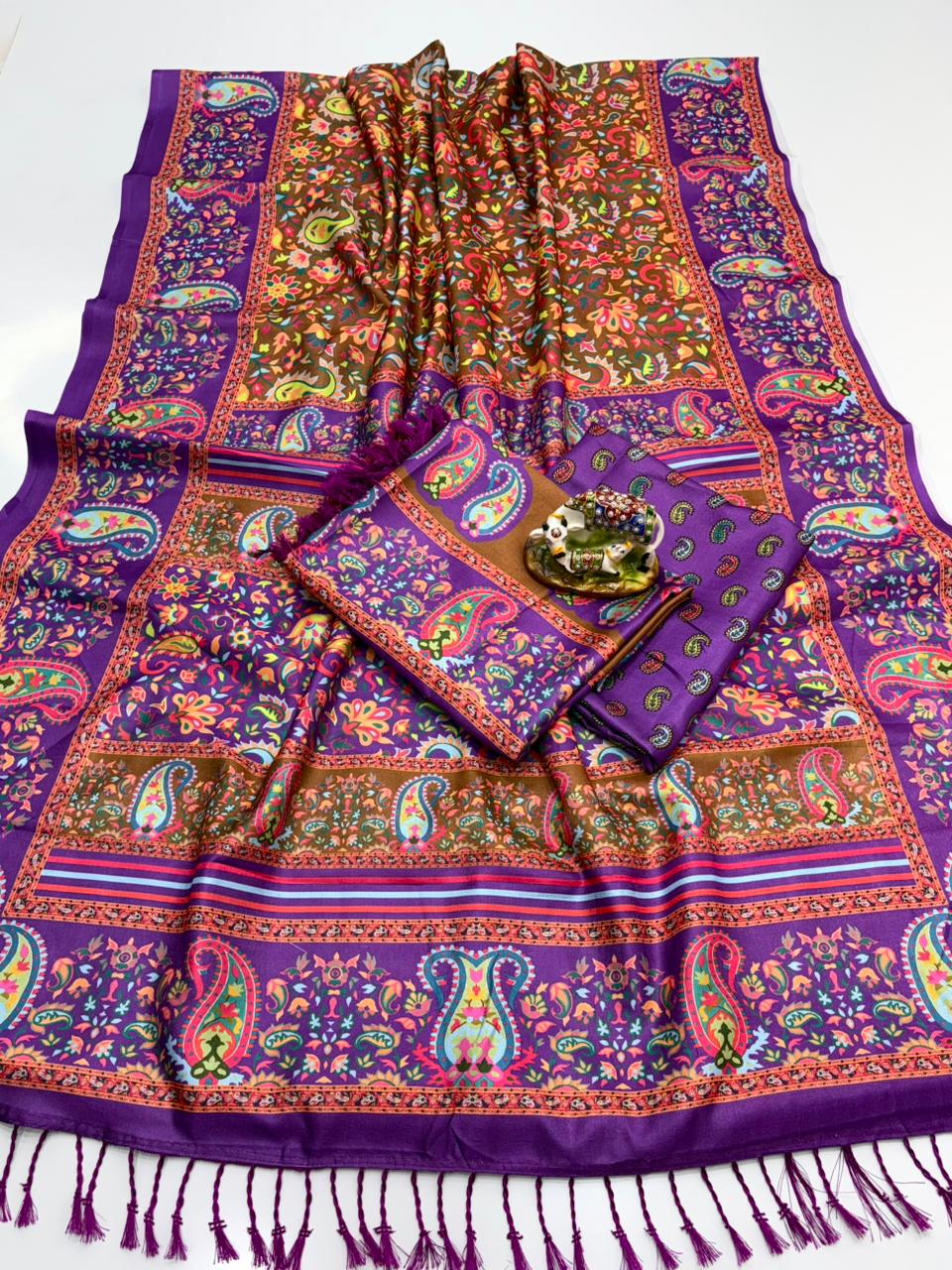 Designer Digital Pashmina Saree with Matching Shawl for Women