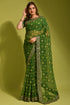 Designer Emerald Georgette Saree with Sequin Lace for Women