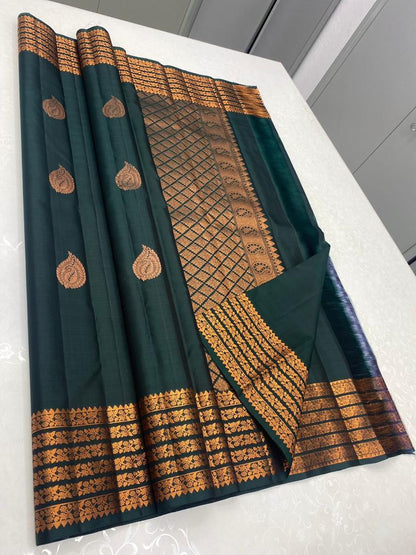 Designer Bottle Green Banarasi Saree with Rich Zari Work for Women