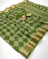 Designer Olive Green Moss Georgette Saree With Geometric Print
