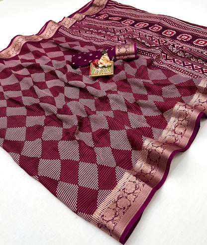 Designer Maroon Calcutta Moss Georgette Saree With Print for Women