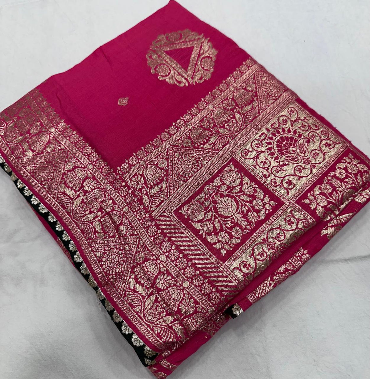 Designer Rani Pink Maslin Silk Zari Woven Saree for Women