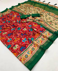 Designer Red Patola Print Pashmina Silk Festive Saree