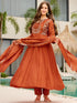 Designer Rust Anarkali Palazzo Dupatta Set for Women