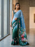 Designer Teal Butterfly Georgette Saree With Border for Women