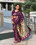 Designer Wine Banarasi Saree with Heritage Zari Work