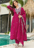 Designer Wine Kurta Pant Set with Floral Embroidery for Women