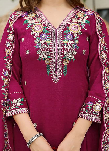Designer Wine Kurta Pant Set with Floral Embroidery for Women