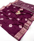 Designer Wine Moss Georgette Saree with Blouse Piece for Women
