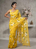 Designer Yellow Printed Saree with Blouse