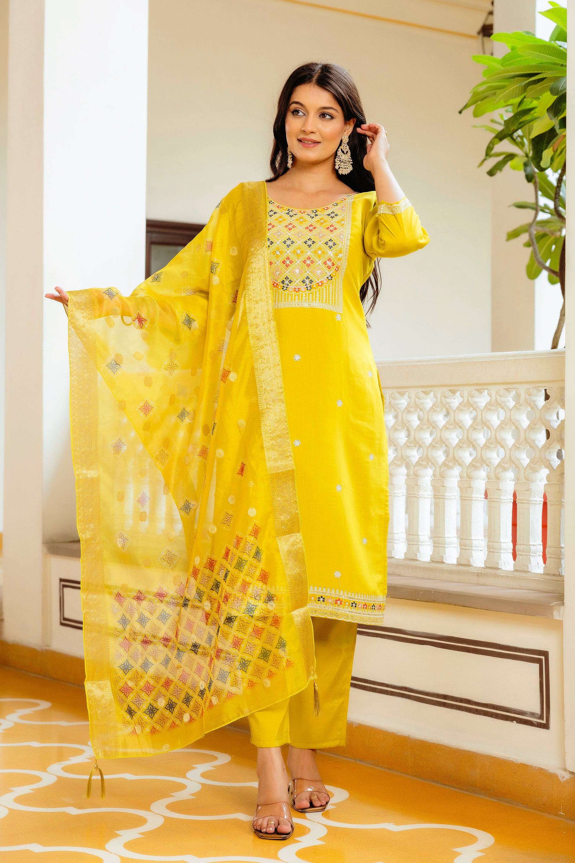 Designer Yellow Salwar Suit with Dupatta