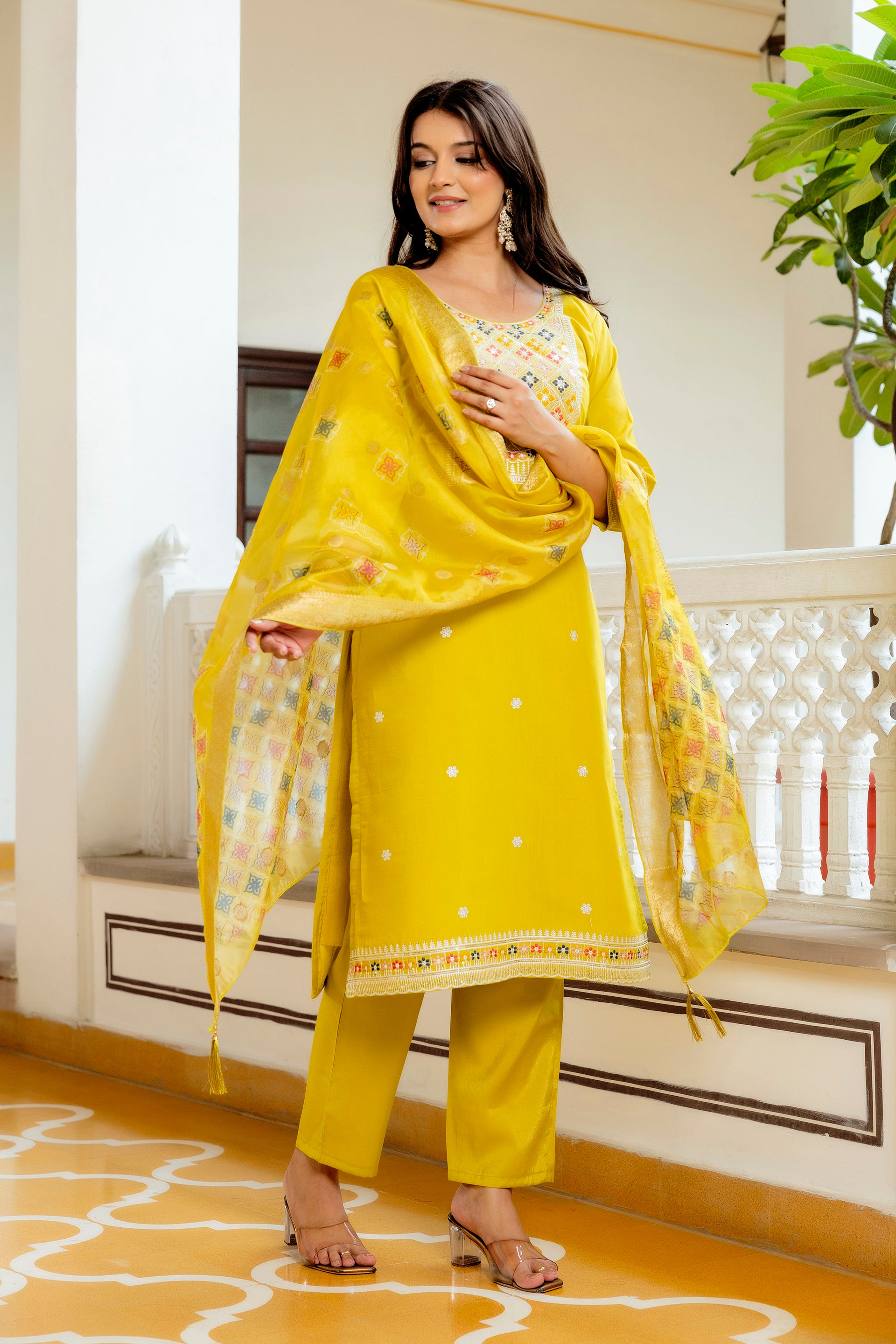 Designer Yellow Salwar Suit with Dupatta