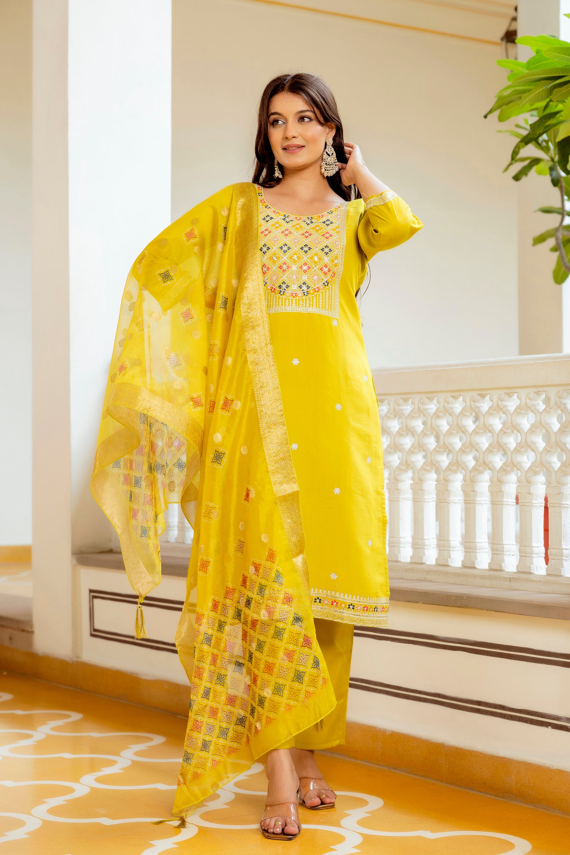 Designer Yellow Salwar Suit with Dupatta