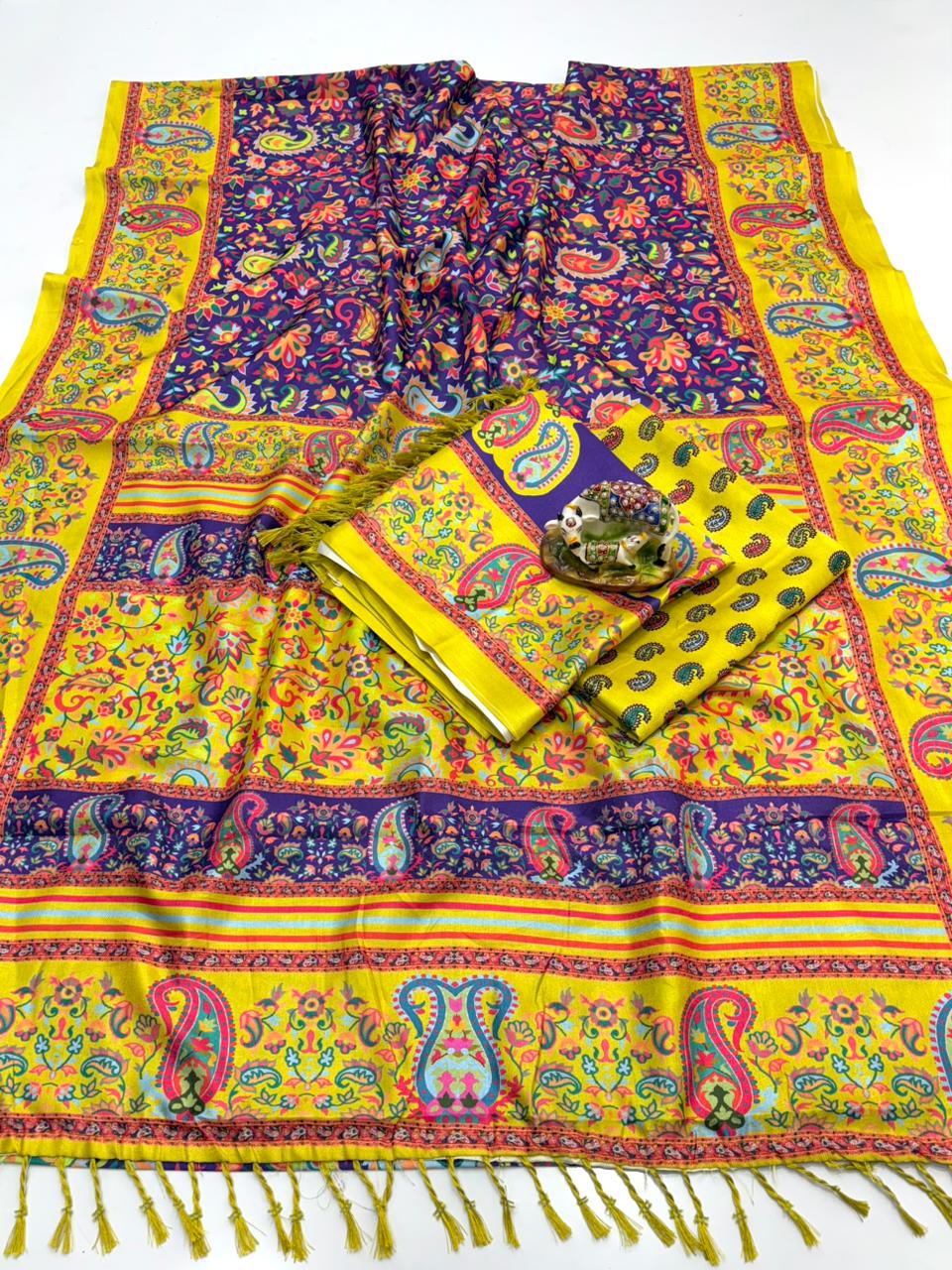 Digital Premium Pashmina Saree with Shawl &amp; Blouse 2 for Women