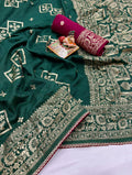 Elegant Bottle Green Maslin Silk Saree with Zari Pallu