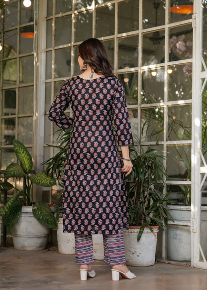 Elegant Black Printed Silk Blend Salwar Suit for Women