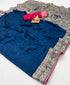 Elegant Navy Blue Maslin Silk Saree with Zari Pallu for Women