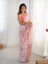 Elegant Blush Pink Chinon Saree with Mirror Work for Women