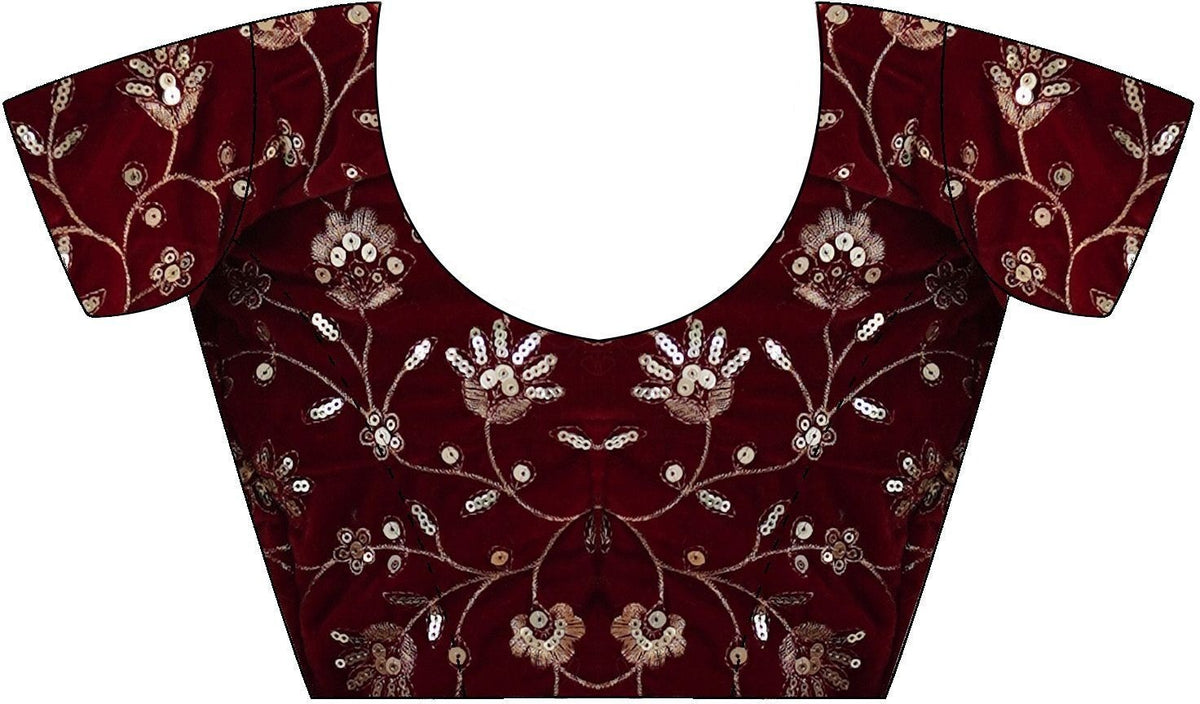 Elegant Brown Net Saree with Embroidered Blouse for Women