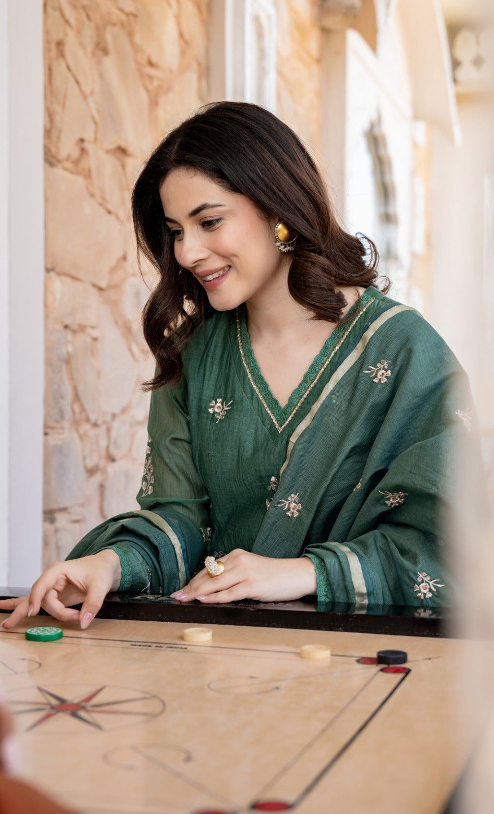 Elegant Green Chanderi Silk Kurti Pant Dupatta Set for Women