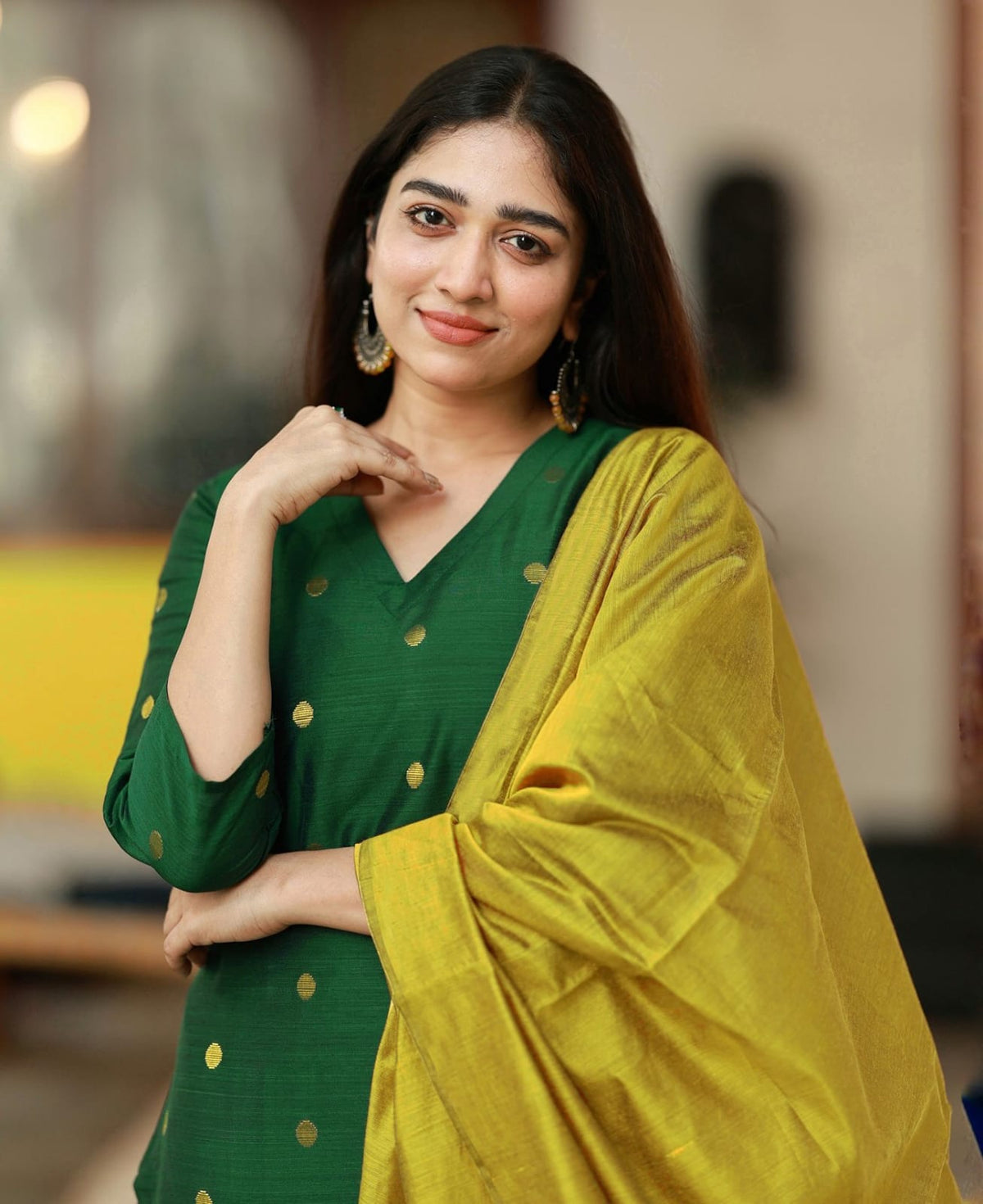 Elegant Green Art Silk Kurta Set with Dupatta for Women