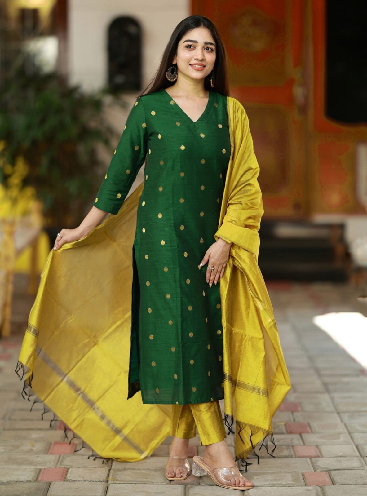 Elegant Green Art Silk Kurta Set with Dupatta for Women