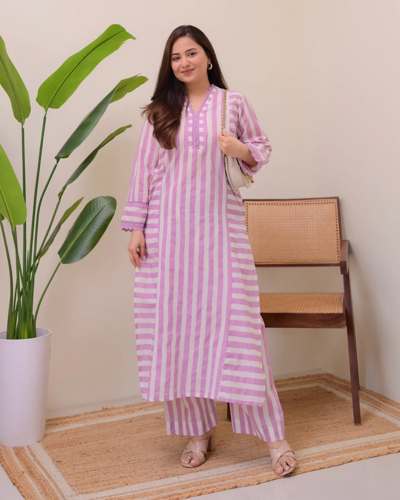 Elegant Lilac Straight Kurta with Palazzo Set