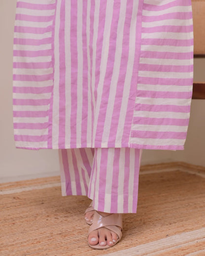 Elegant Lilac Straight Kurta with Palazzo Set for Women