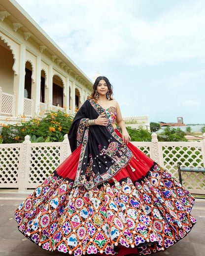 Elegant Mirror Work Navratri Lehenga Choli Set for Women