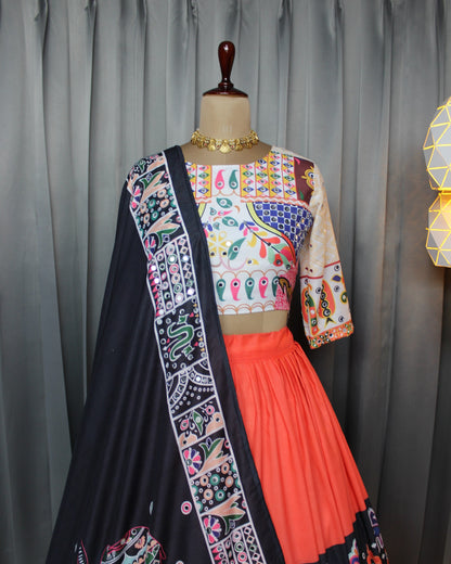 Elegant Mirror Work Navratri Lehenga Choli Set for Women