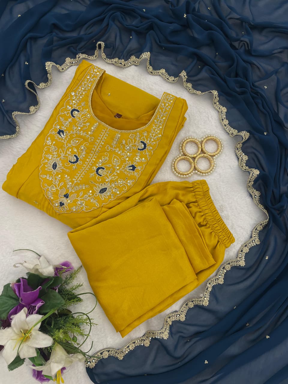 Elegant Mustard Silk Anarkali Set with Designer Dupatta for Women