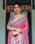 Elegant Pink & Black Linen Printed Saree for Modern Women for Women