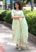 Elegant Pista Festive Wear Kurta Pant Set