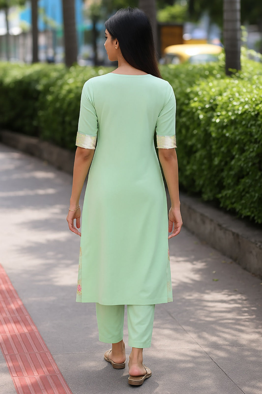 Elegant Pista Festive Wear Kurta Pant Set for Women
