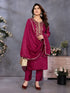 Elegant Wine Ethnic Kurti Set with Dupatta for Women