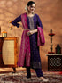 Violet Embroidered Art Silk Kurta Set for Women