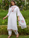 Embroidered Kurti Pant Set with Taby Dupatta
