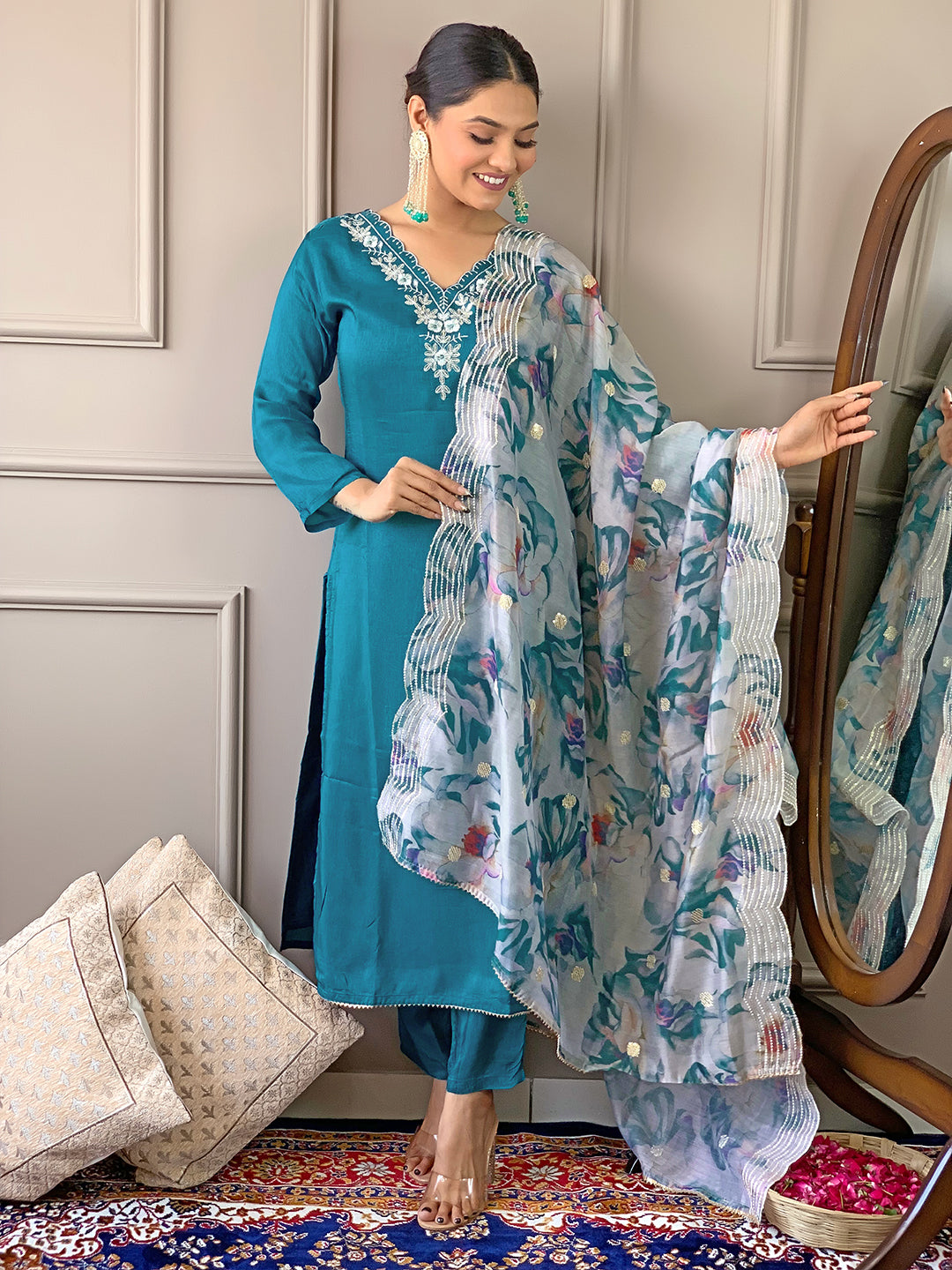 Embroidered Salwar Suit Set for Women