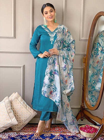 Embroidered Salwar Suit Set for Women