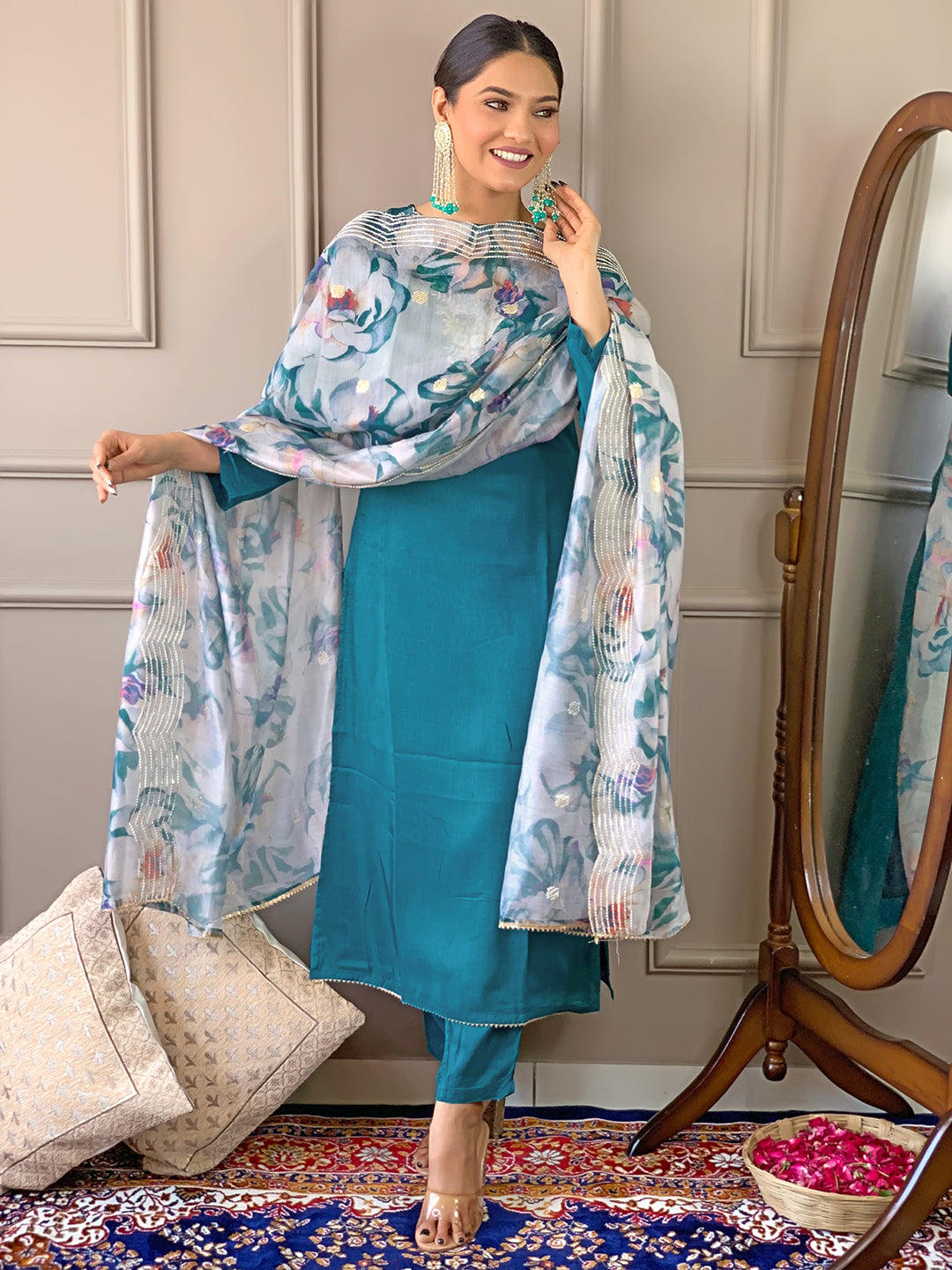 Embroidered Salwar Suit Set for Women