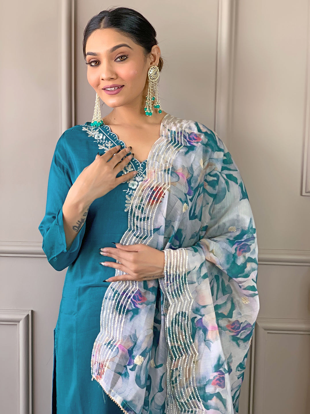 Embroidered Salwar Suit Set for Women
