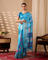 Blue Ethnic Saree with Floral Design and Zari Border for Women